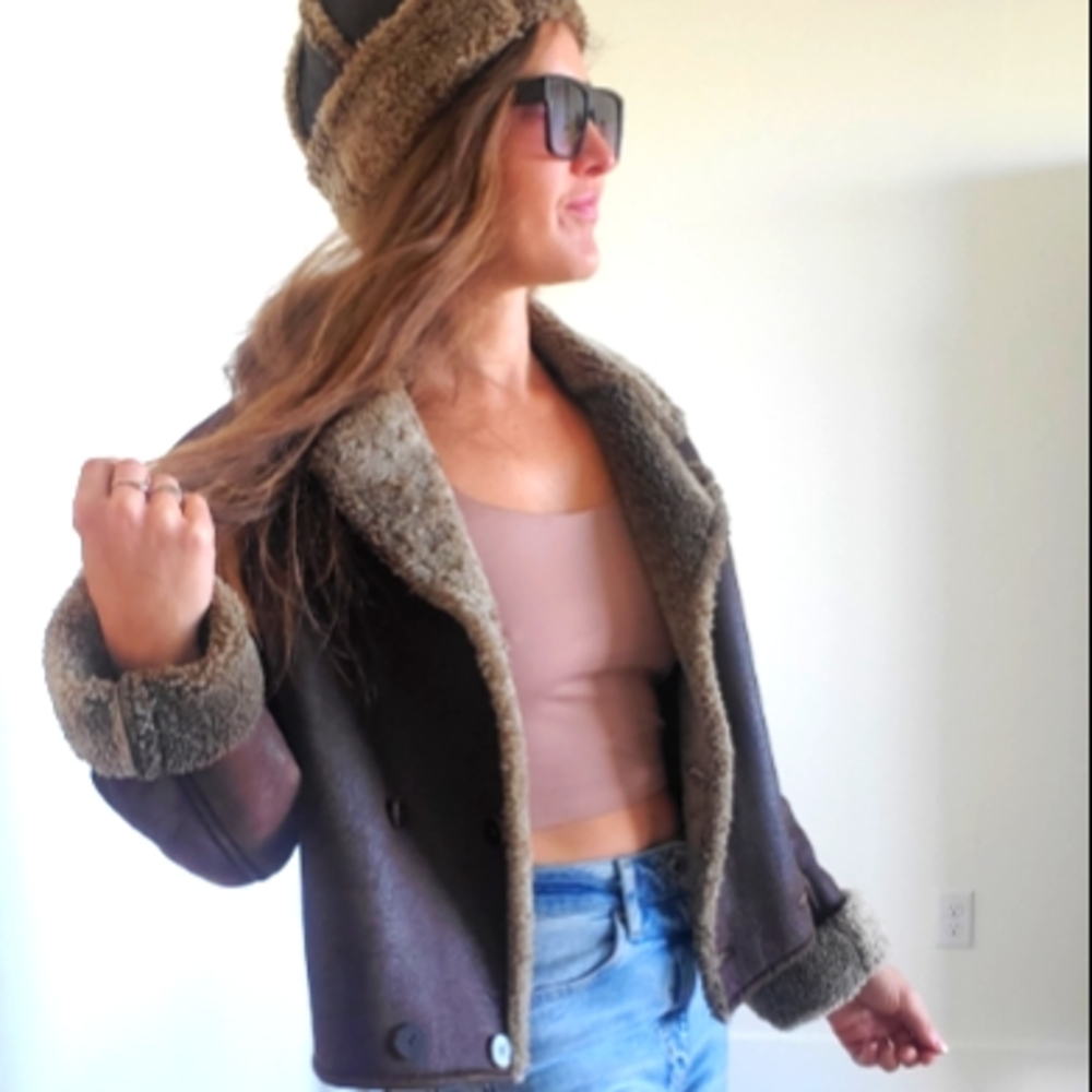 EUC Firenze Santa Barbara 100% Genuine Leather Sheepskin Moto Jacket